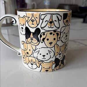 Playful Dog Faces Ceramic Mug in Black and Tan, NWT🎉🐾 Big, generous size!⭐️